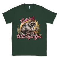 Sports Green cute but will fight you racoon western Classic Tee - NancyCooperArtShop