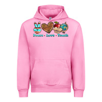 Fuchsia Pink peace love teach Urban Hoodie - BundleAndBundleShop