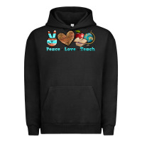 Pigment Black peace love teach Urban Hoodie - BundleAndBundleShop