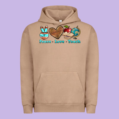 Peace Love Teach Urban Hoodie Designed By Bundleandbundleshop