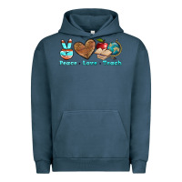 Pigment Midnight Navy peace love teach Urban Hoodie - BundleAndBundleShop
