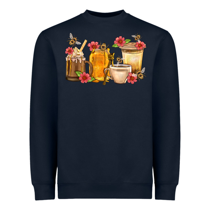Honey And Bee With Flower Coffee Cup Heavyweight Sweatshirt by BundleAndBundleShop | Teevron