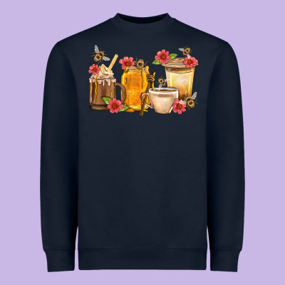 Honey And Bee With Flower Coffee Cup Heavyweight Sweatshirt Designed By Bundleandbundleshop
