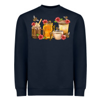 Navy Honey And Bee With Flower Coffee Cup Heavyweight Sweatshirt - BundleAndBundleShop