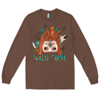 Chestnut Western İndian Wild Soul With Braid Hair Woman Long Sleeve Tee - BundleAndBundleShop
