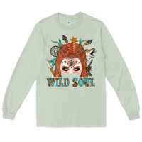Matcha Western İndian Wild Soul With Braid Hair Woman Long Sleeve Tee - BundleAndBundleShop