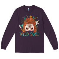 Plum Western İndian Wild Soul With Braid Hair Woman Long Sleeve Tee - BundleAndBundleShop