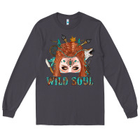 Western İndian Wild Soul With Braid Hair Woman Long Sleeve Tee | Teevron
