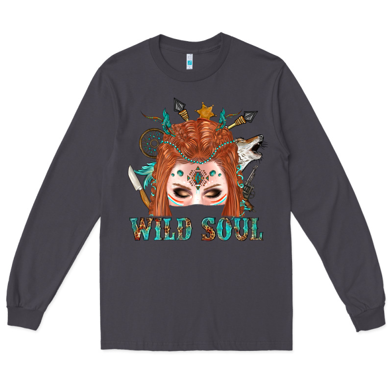 Western İndian Wild Soul With Braid Hair Woman Long Sleeve Tee by BundleAndBundleShop | Teevron