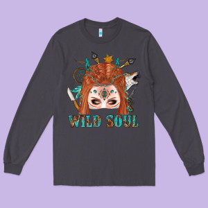 Western İndian Wild Soul With Braid Hair Woman Long Sleeve Tee Designed By Bundleandbundleshop