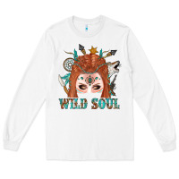White Western İndian Wild Soul With Braid Hair Woman Long Sleeve Tee - BundleAndBundleShop