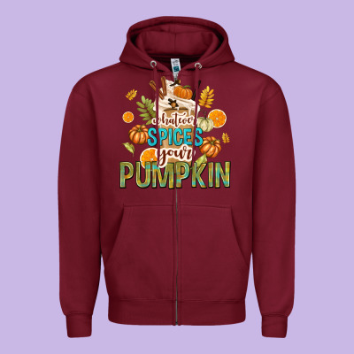 Whatever Spices Your Pumpkin Zipper Hoodie Designed By Texasbilliewilder