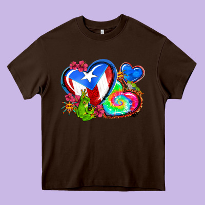 Western Leopard Puerto Rico Hearts Heavy Core Tee Designed By Adodesignshop