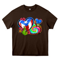 Chocolate Brown western leopard puerto rico hearts Heavy Core Tee - AdoDesignShop