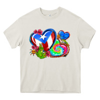 Cream western leopard puerto rico hearts Heavy Core Tee - AdoDesignShop