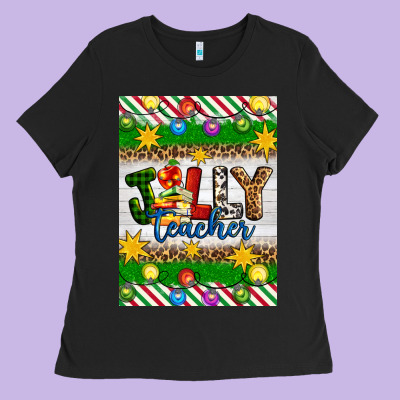 Christmas Jolly Teacher Ladies Tee Designed By Artiststas