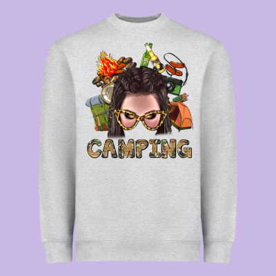 Camping Braid Hair Woman With Fire Bbs Heavyweight Sweatshirt Designed By Bundleandbundleshop