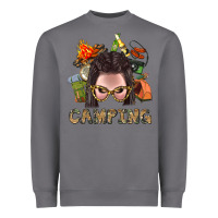 Storm Camping Braid Hair Woman With Fire Bbs Heavyweight Sweatshirt - BundleAndBundleShop