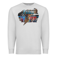 Dove Grey Police wife lightning bolt 4th of july Premium Sweatshirt - HowdyJamesFarm