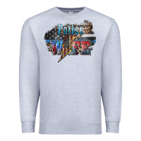 Heather Grey Police wife lightning bolt 4th of july Premium Sweatshirt - HowdyJamesFarm