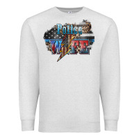 Oatmeal Heather Police wife lightning bolt 4th of july Premium Sweatshirt - HowdyJamesFarm