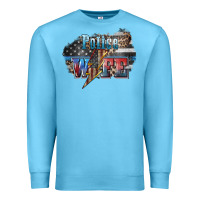 Ocean Blue Police wife lightning bolt 4th of july Premium Sweatshirt - HowdyJamesFarm