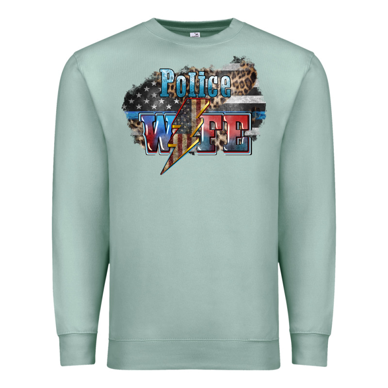 Police Wife Lightning Bolt 4th Of July Premium Sweatshirt by HowdyJamesFarm | Teevron