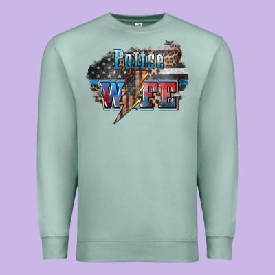 Police Wife Lightning Bolt 4th Of July Premium Sweatshirt Designed By Howdyjamesfarm