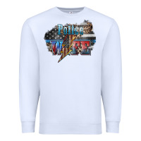 White Police wife lightning bolt 4th of july Premium Sweatshirt - HowdyJamesFarm