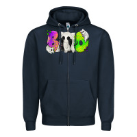 Navy Boo Ghost Cat Zipper Hoodie - texasbilliewilder
