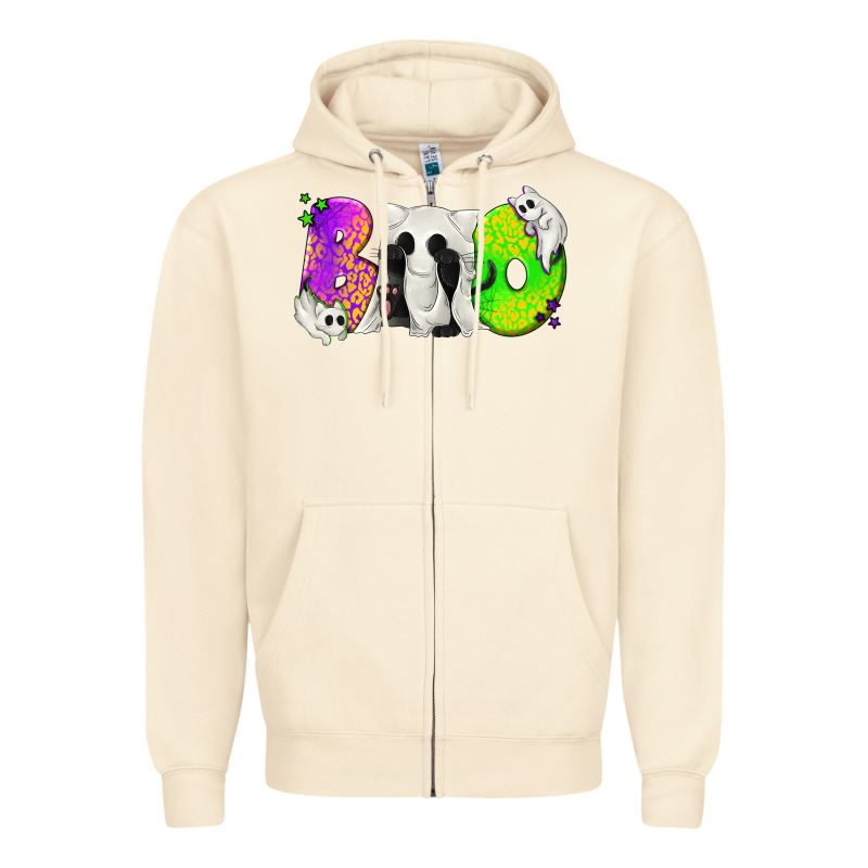 Boo Ghost Cat Zipper Hoodie by texasbilliewilder | Teevron