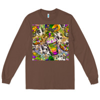 Chestnut Mardi Gras coffee cups and donut with cowhide Long Sleeve Tee - BundleAndBundleShop