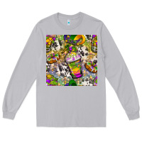 Moon Dust Mardi Gras coffee cups and donut with cowhide Long Sleeve Tee - BundleAndBundleShop
