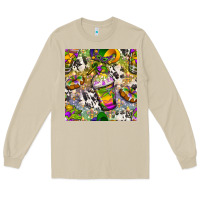 Mushroom Mardi Gras coffee cups and donut with cowhide Long Sleeve Tee - BundleAndBundleShop