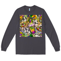 Smoke Mardi Gras coffee cups and donut with cowhide Long Sleeve Tee - BundleAndBundleShop