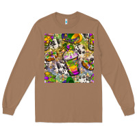Toasted Coconut Mardi Gras coffee cups and donut with cowhide Long Sleeve Tee - BundleAndBundleShop