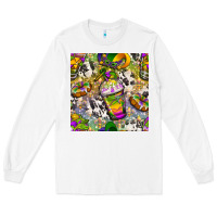 White Mardi Gras coffee cups and donut with cowhide Long Sleeve Tee - BundleAndBundleShop