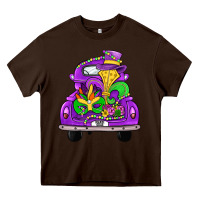 Chocolate Brown farm truck, mardi gras Heavy Core Tee - JahusDesignShop