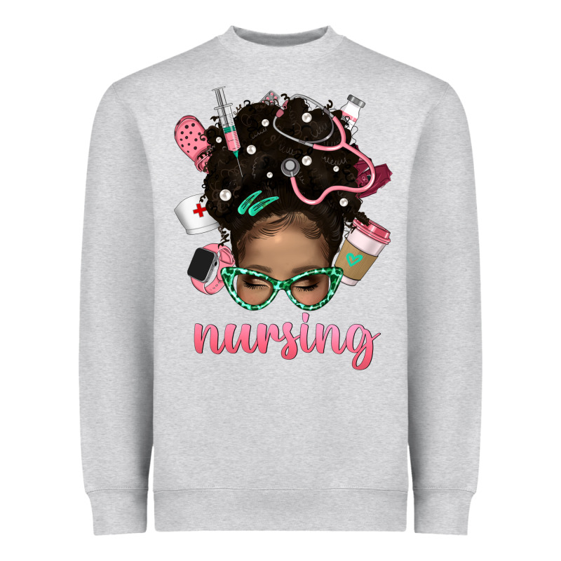 Afro Messy Bun Nursing Bbs Heavyweight Sweatshirt by BundleAndBundleShop | Teevron