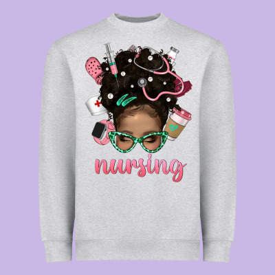 Afro Messy Bun Nursing Bbs Heavyweight Sweatshirt Designed By Bundleandbundleshop