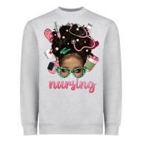 Heather Grey Afro Messy Bun Nursing Bbs Heavyweight Sweatshirt - BundleAndBundleShop