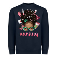 Navy Afro Messy Bun Nursing Bbs Heavyweight Sweatshirt - BundleAndBundleShop