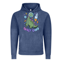 Vintage Denim space dino Vintage Hoodie - MaliasSmallBusiness