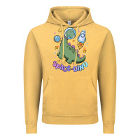 Vintage Mustard space dino Vintage Hoodie - MaliasSmallBusiness
