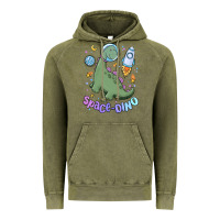 Vintage Olive space dino Vintage Hoodie - MaliasSmallBusiness