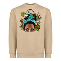 Mushroom Lake Camping Afro Messy Bun Bbs Heavyweight Sweatshirt - BundleAndBundleShop