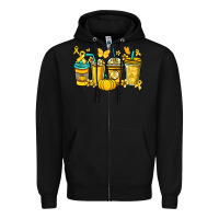 Black Childhood Cancer coffee cups yellow ribbon Zipper Hoodie - NancyCooperArtShop