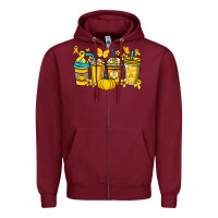 Burgundy Childhood Cancer coffee cups yellow ribbon Zipper Hoodie - NancyCooperArtShop