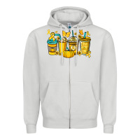 Dove Grey Childhood Cancer coffee cups yellow ribbon Zipper Hoodie - NancyCooperArtShop