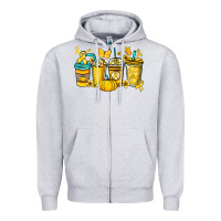 Heather Grey Childhood Cancer coffee cups yellow ribbon Zipper Hoodie - NancyCooperArtShop